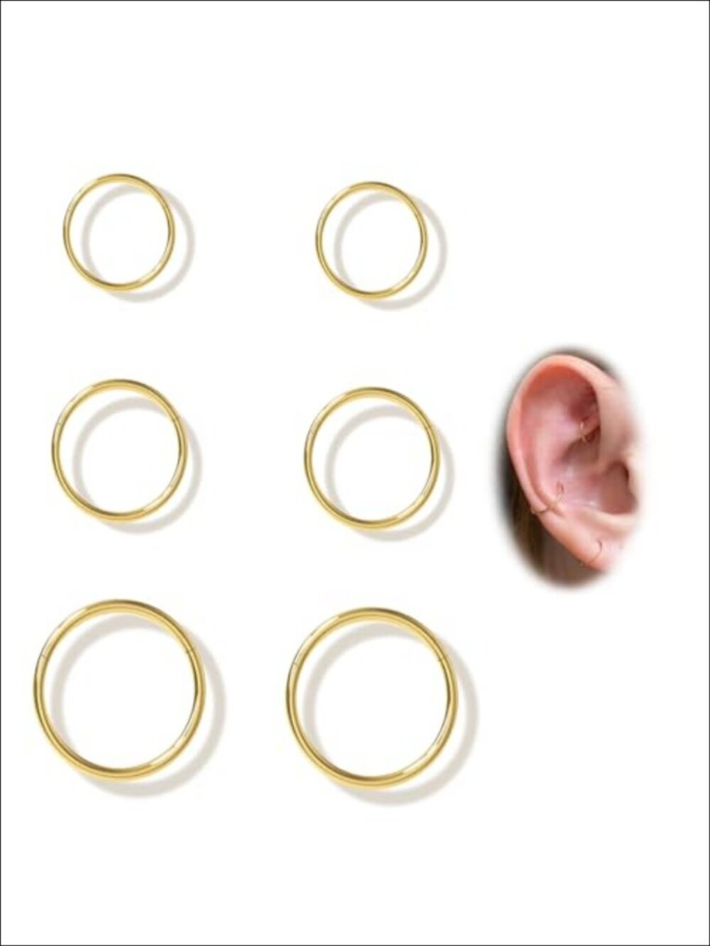 Small Gold Plated Hoop Earrings Surgical Steel Hypoallergenic 6-10mm